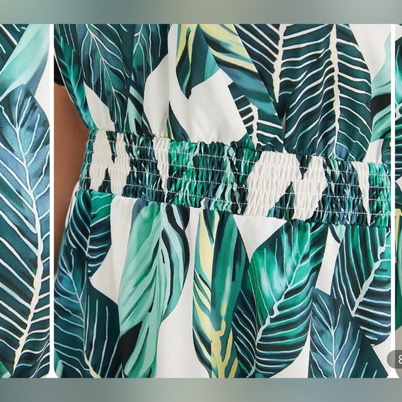 Size 18 - 20 Bloomchic Tropical Print Dolman Sleeve Shirred Wrap w/ Pocket Dress - Picture 2 of 3